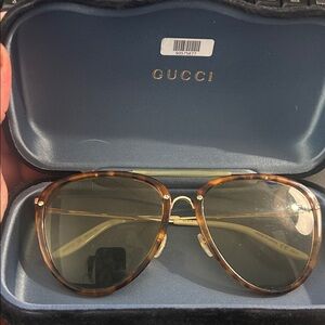 Gucci Brown Tortoiseshell Aviator Sunglasses